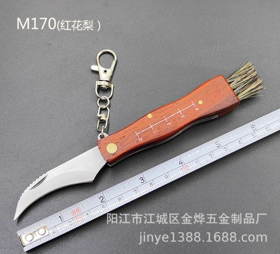 Factory direct sales of rosewood mushroom knives, gift knives, outdoor knives, wooden handle folding knives with brushes undefined