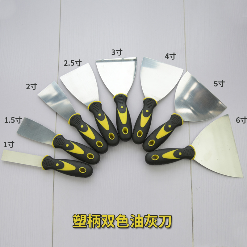 Factory direct sales of putty knives, household wooden-handled chisels, thickened stainless steel putty knives, wholesale of trowel knives and putty knives details Picture