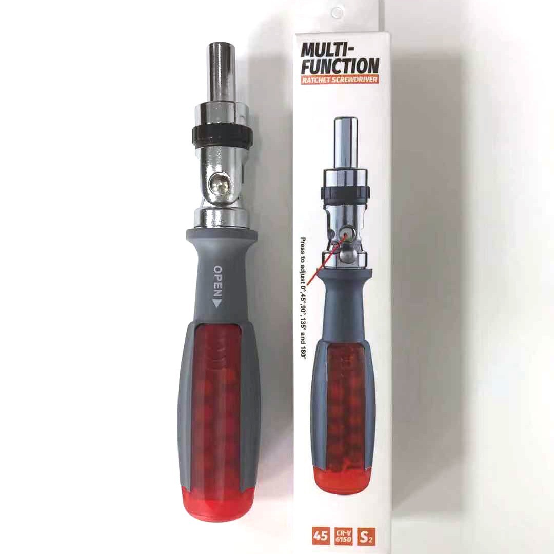 Ratchet screwdriver set combination tool, multi-functional and multi-angle telescopic hexagonal plum blossom cross straight elbow Item Picture