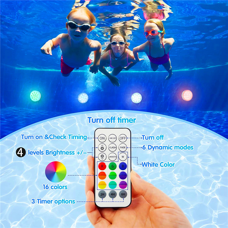 New usb charging waterproof LED 13-light rgb seven-color color-changing RF remote control diving light timed swimming pool underwater light Application Scenario