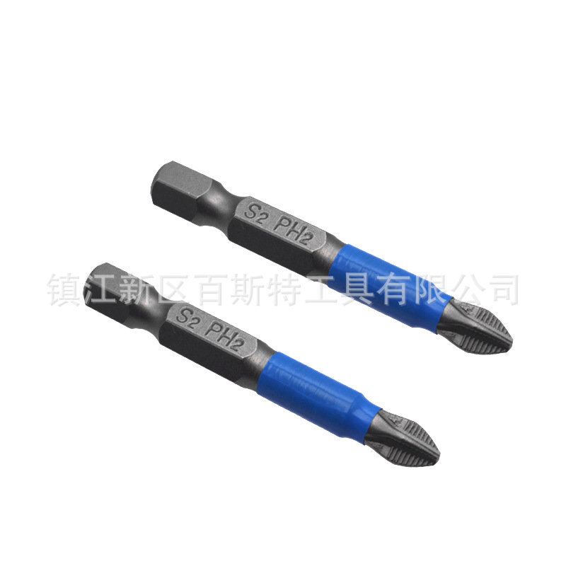 Cross-shaped anti-slip screwdriver head with blue leather, 12-piece combination S2 material screwdriver knife, 50mm long Item Picture