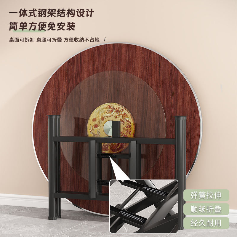 Large round dining table, household, rural folding dining round table, everyone with turntable, hotel dining table, children Application Scenario