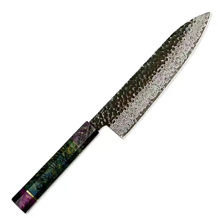 Vg10 Damascus Steel Japanese handcrafted chef's knife, Kitchen knife, slaughter knife, Chef's knife, Santoku knife Specification drawing