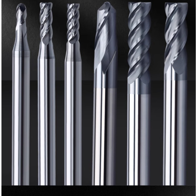Round-nose milling cutter, 4-edge polished tungsten steel hardness alloy, CNC machining trimming, helical engraving, stainless steel milling cutter full figure
