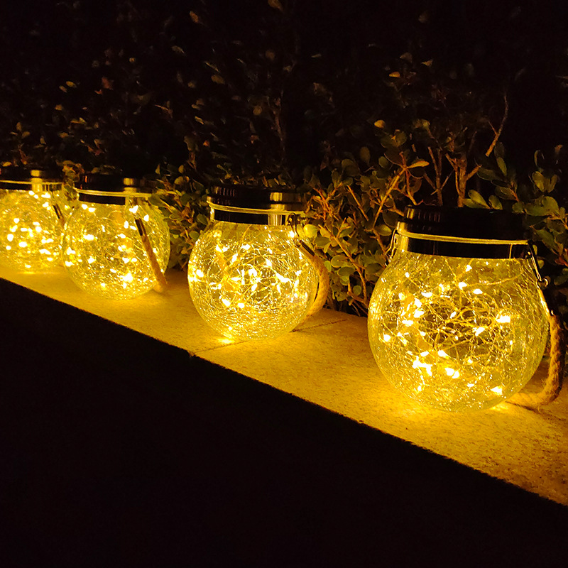 Solar crack lamp cover, crack ball lamp cover, 30 LED string, courtyard decoration, 20 led string, Mason jar Application Scenario