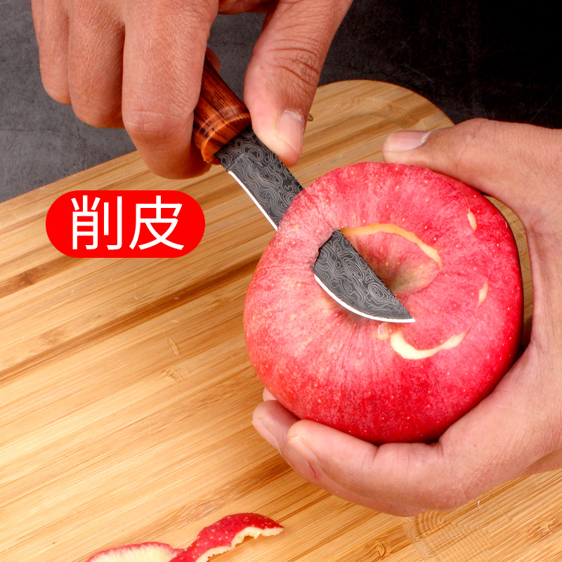 Outdoor hand-held meat knife, bamboo joint fruit knife, sharp peeler, household sheathed fruit peel knife, stainless steel fruit knife Specification drawing
