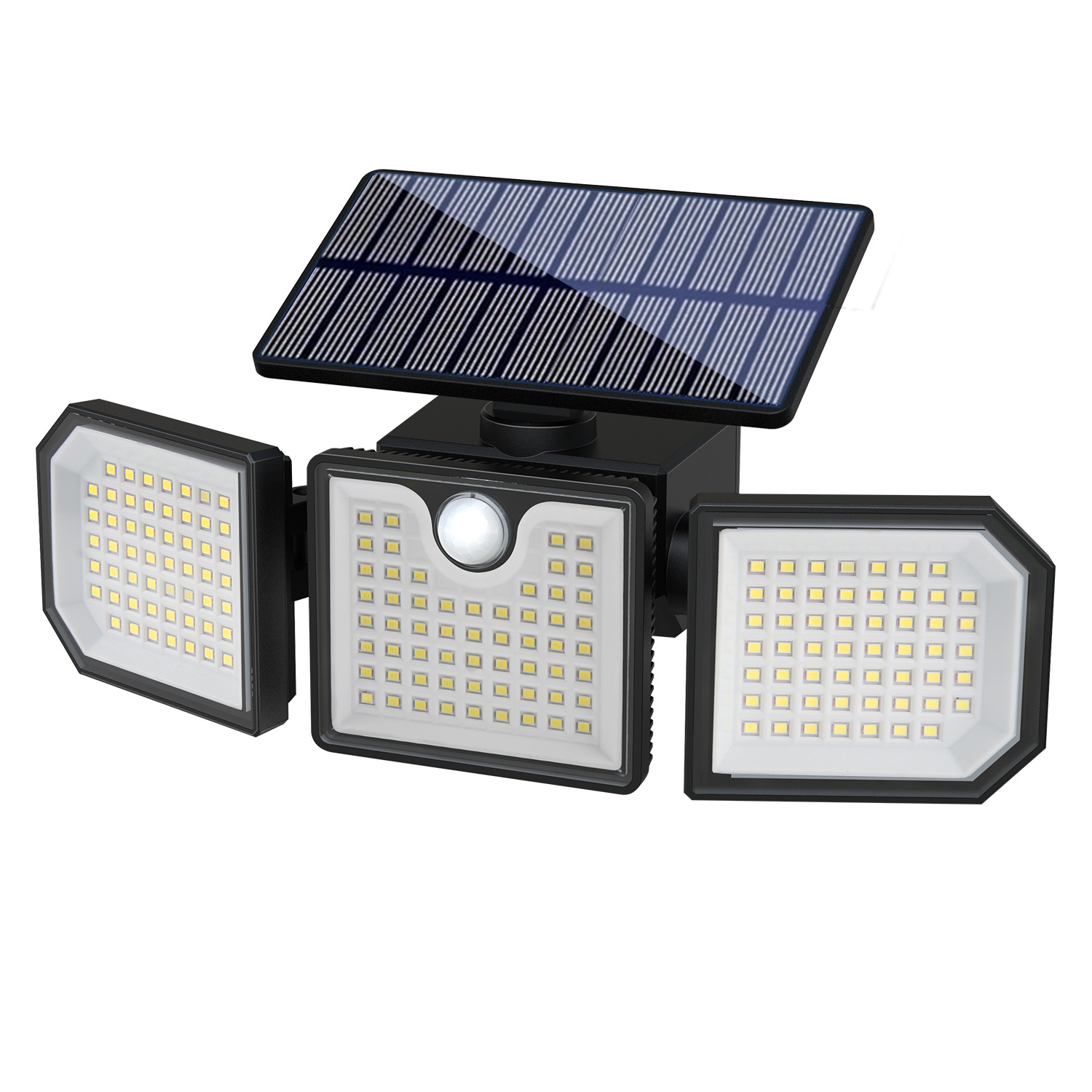 Solar lamps, outdoor three-head sensor floodlights, remote-controlled waterproof searchlights, courtyard lighting street lamps, emergency lights Item Picture
