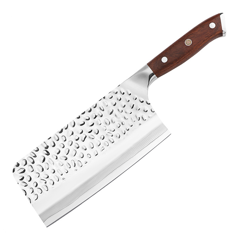 Hand-forged hammer-patterned household kitchen knife, bone-cutting knife, chef-specific folding and cutting kitchen knife, super fast and sharp, fish slicing in two pieces Item Picture