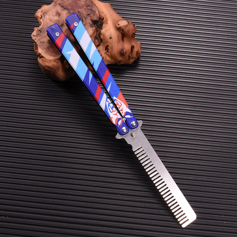 CSGO Butterfly Comb Practice beginner high appearance level folding comb wide teeth stainless steel men Night Slapping Butterfly comb full figure