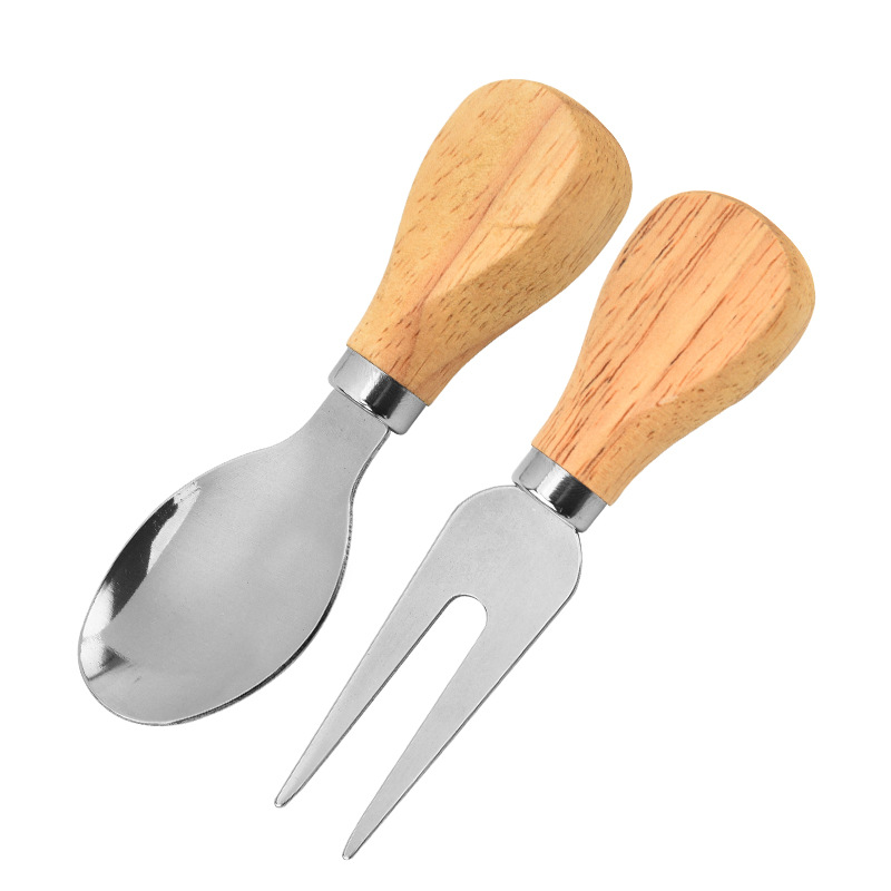 Factory wholesale stainless steel cheese knife 4-piece set, wooden handle household cheese butter knife, kitchen cheese knife set Application Scenario