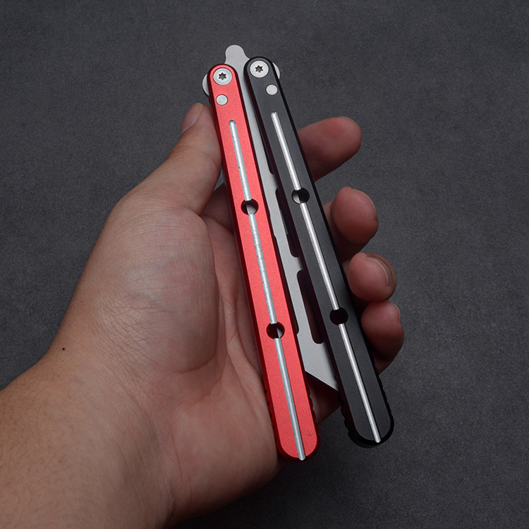 CSGO game Butterfly Knife Folding Knife Play Knife 6 series aluminum handle Cool unsharpened swing knife beginner practice knife Specification drawing