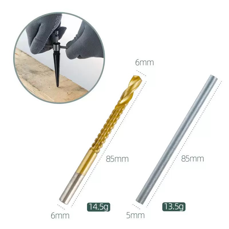 Conical reamer, hand reamer set, box, hand electric drill, hole opening, hole drilling, woodworking reamer tool, deburring, hole drilling Application Scenario
