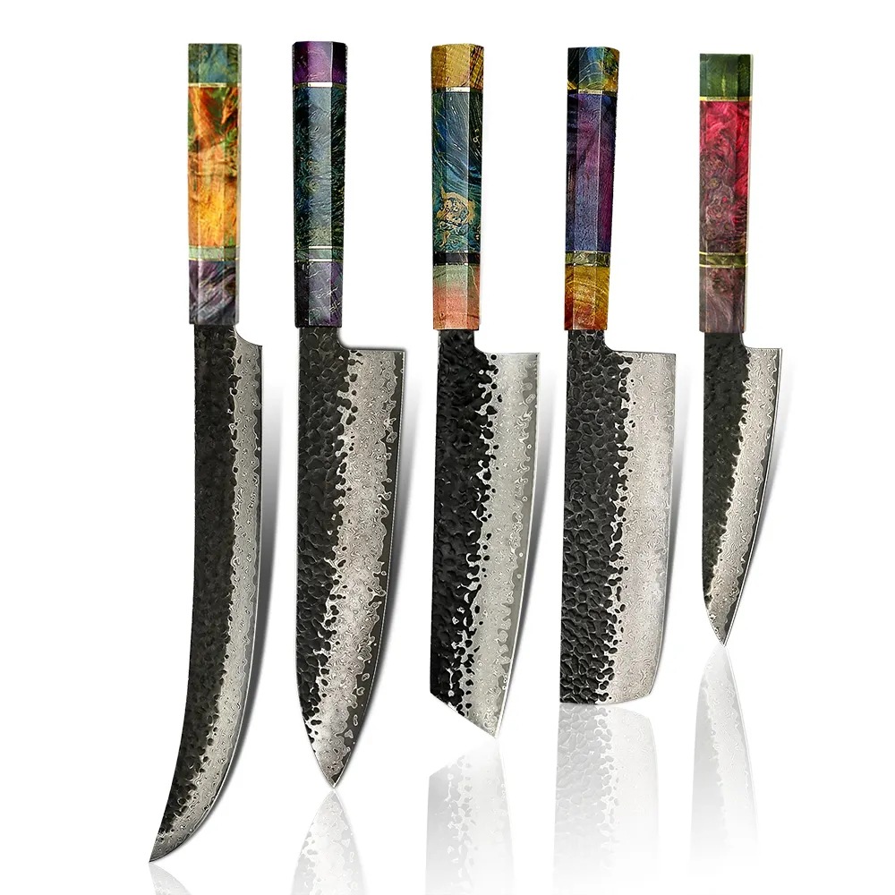 Vg10 Damascus Steel Japanese handcrafted chef's knife, Kitchen knife, slaughter knife, Chef's knife, Santoku knife full figure
