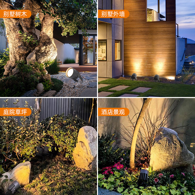 Shanwo outdoor spotlights, landscape courtyard tree spotlights, waterproof ground insertion lights, garden floodlights, villa garden tree lighting lights details Picture