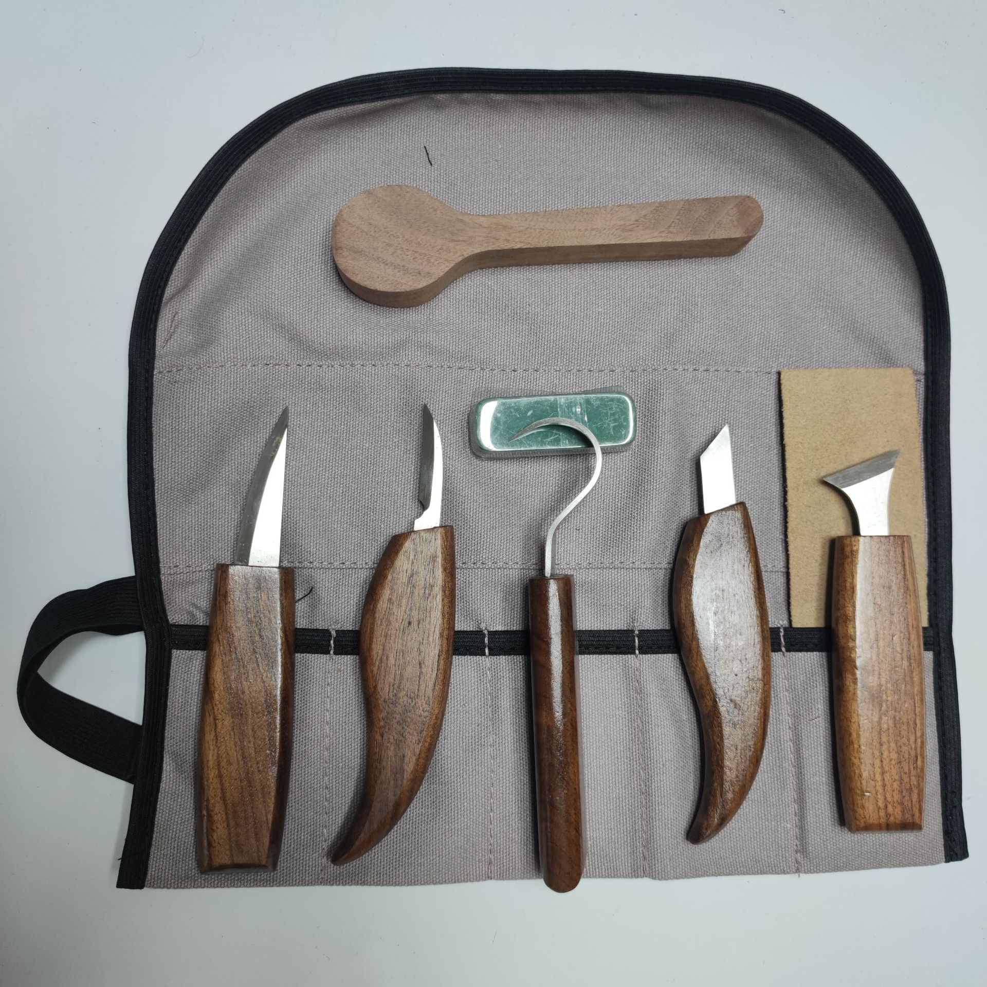 8-piece set of walnut wood carving knives, 9-piece set of walnut wood carving knives, 10-piece set of walnut wood carving knives details Picture