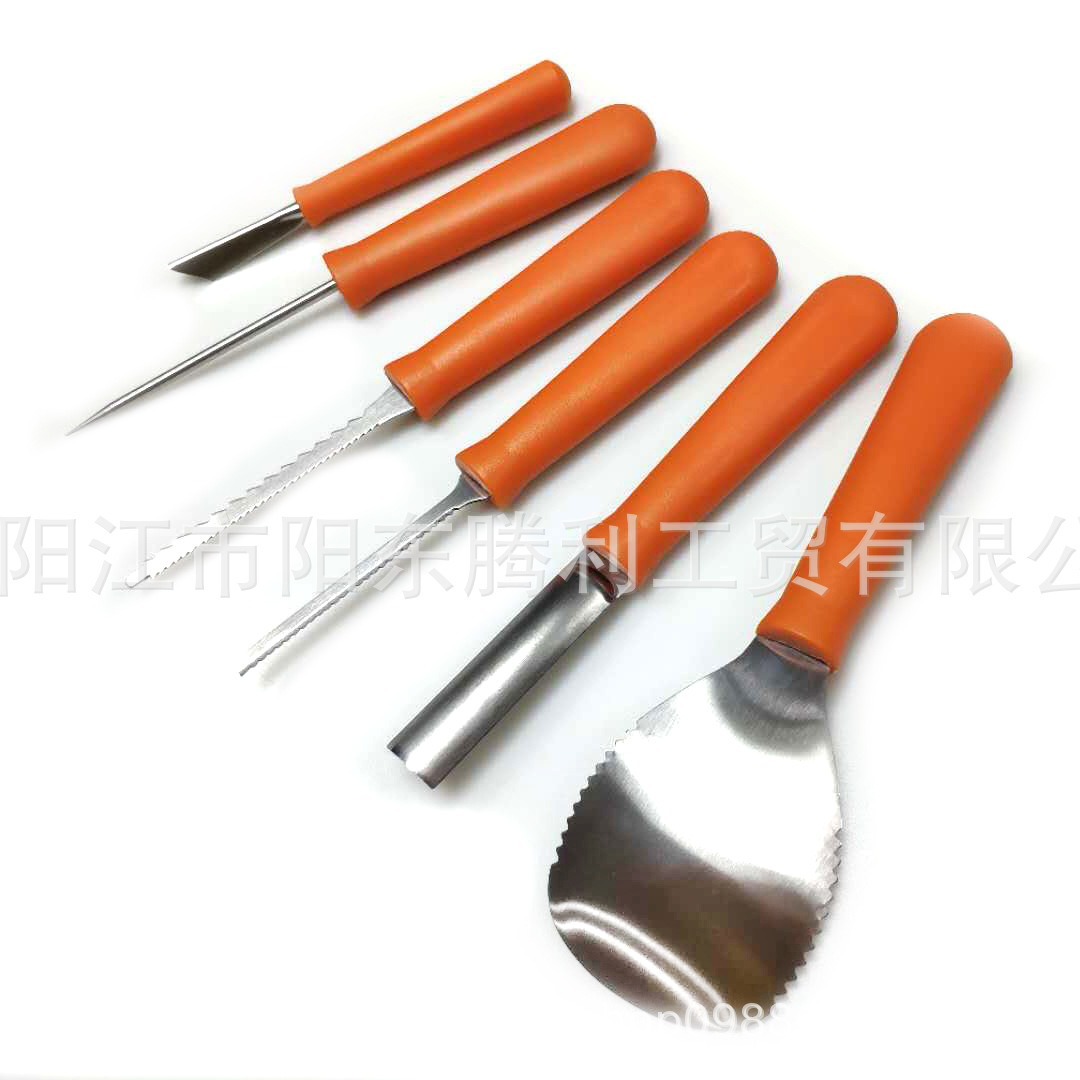 12-piece set of Halloween PP plastic wooden handle carving tools, pumpkin fruit carving knife, creative stainless steel Application Scenario