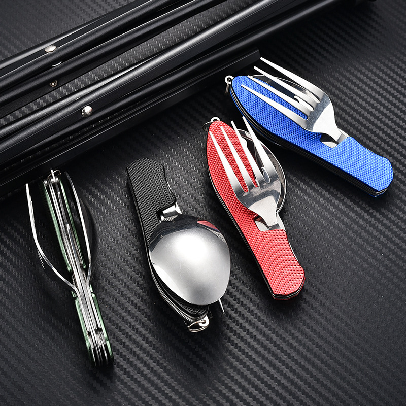 Factory direct sales of multi-functional foldable and detachable three-opening combination outdoor travel tableware, knives, gift knives and fruit knives Application Scenario
