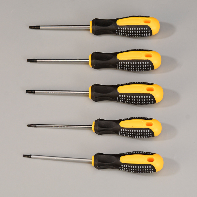 Plum blossom screwdriver, star-shaped cross, hexagon socket, hexagonal screwdriver with hole, manual screwdriver, rubber handle Specification drawing