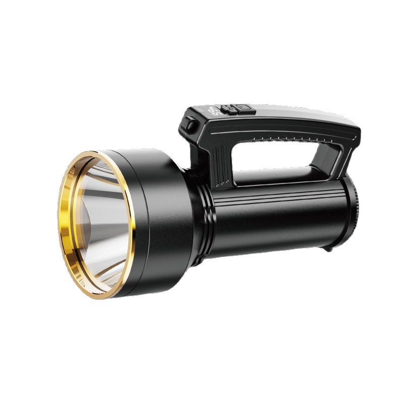 Cross-border portable high-intensity flashlight, outdoor camping emergency light, rechargeable portable flashlight, fire-fighting waterproof searchlight Item Picture