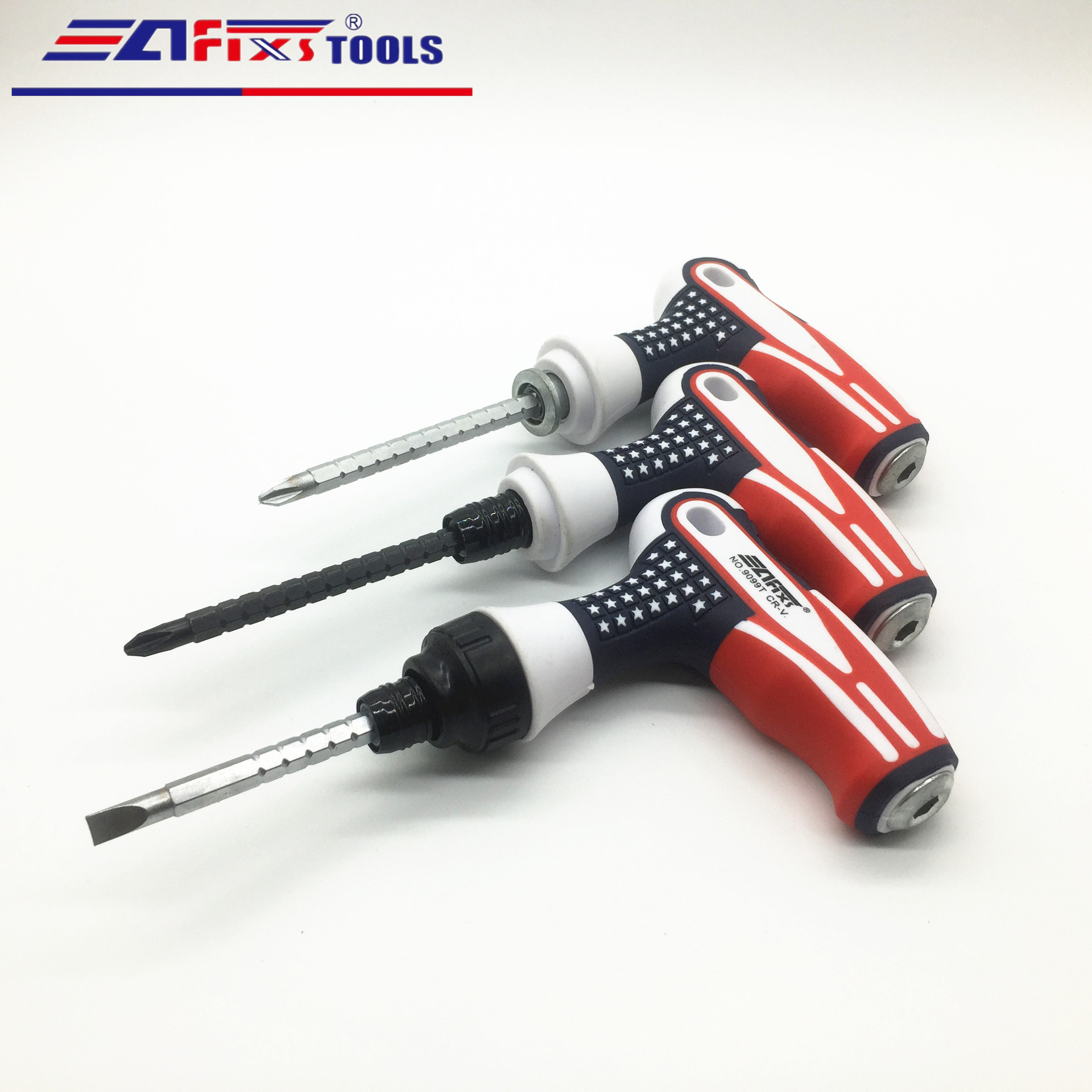 New type of T-shaped American flag handle telescopic ratchet screwdriver, quick multi-functional walking stick universal screwdriver full figure