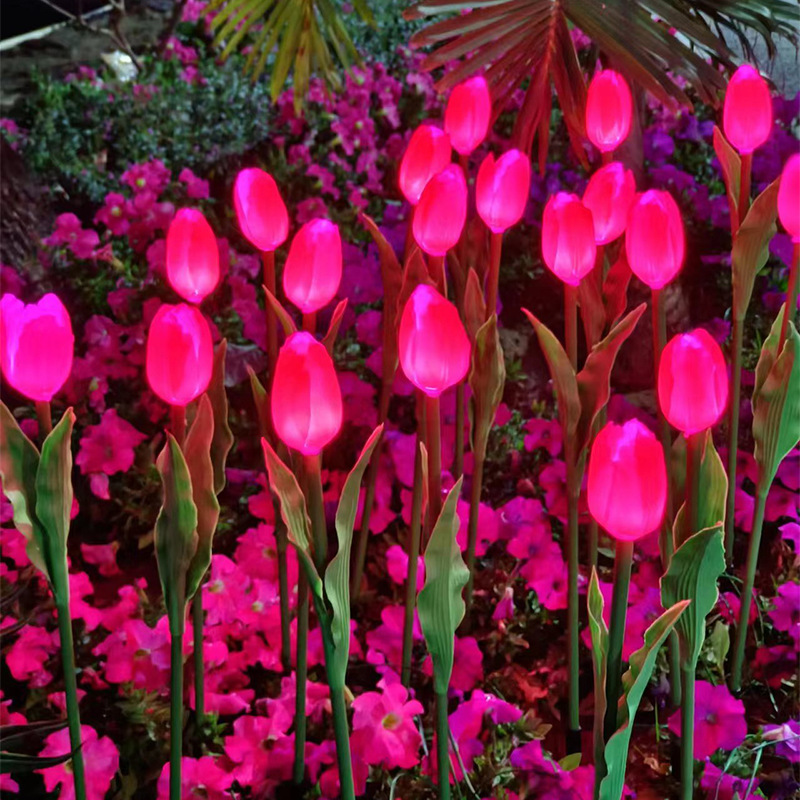 Wholesale of LED simulation outdoor waterproof tulip lamps, ground insert lamps, courtyard decorative landscape lamps in blue, red, yellow and pink IP65 details Picture