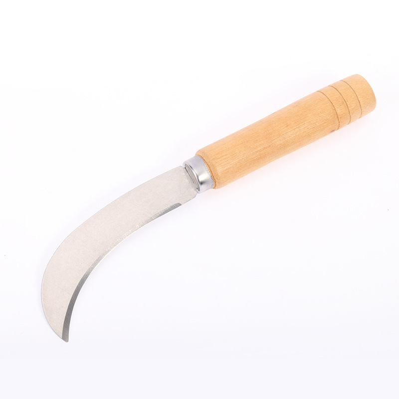 Yangjiang wooden handle stainless steel fruit pineapple knife, household banana knife, small curved knife, peeler knife, fruit and vegetable knife full figure