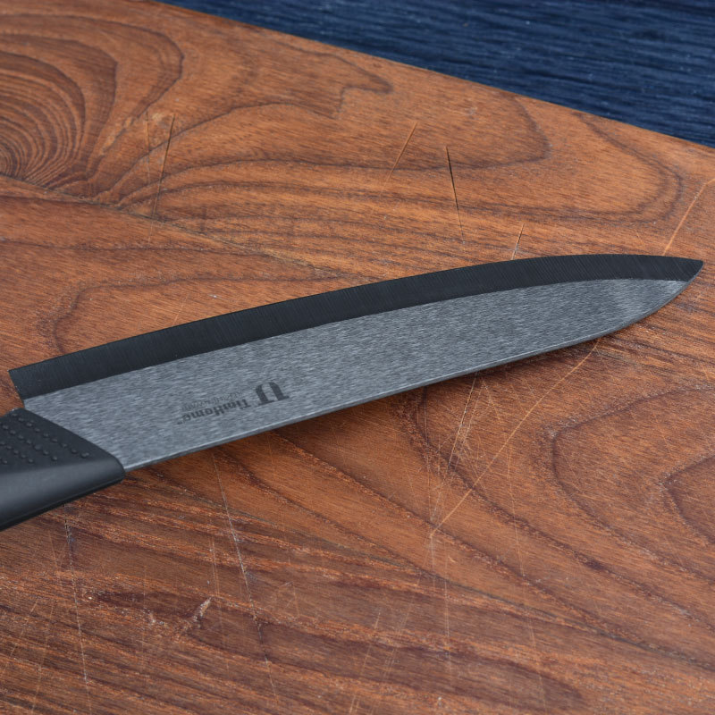 Zirconia black-edge ceramic kitchen knife, 6-inch slicing sushi sashimi, master chef's knife, with multiple color handles Specification drawing
