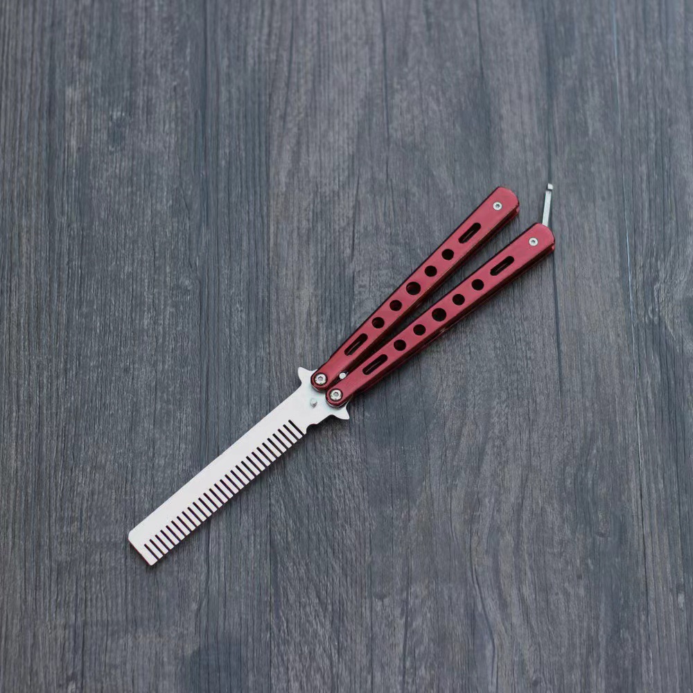 Butterfly knife, unedged csgo Butterfly knife Practice knife, outdoor training knife, folding and swinging knife, colorful comb details Picture