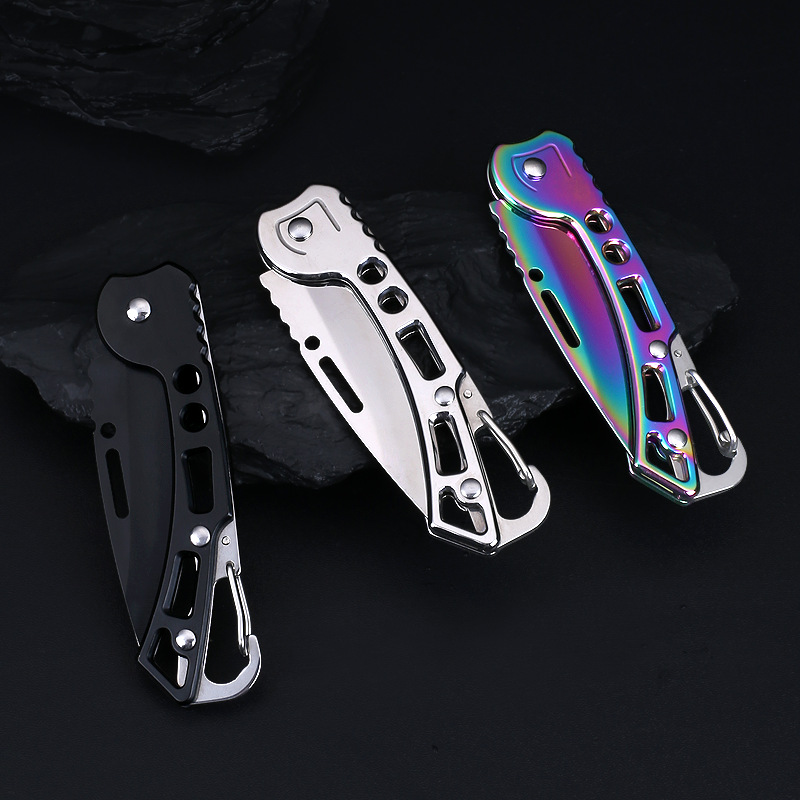 Cross-border e-commerce bestseller: Colorful folding knife, stainless steel portable keychain pendant, multi-functional knife details Picture