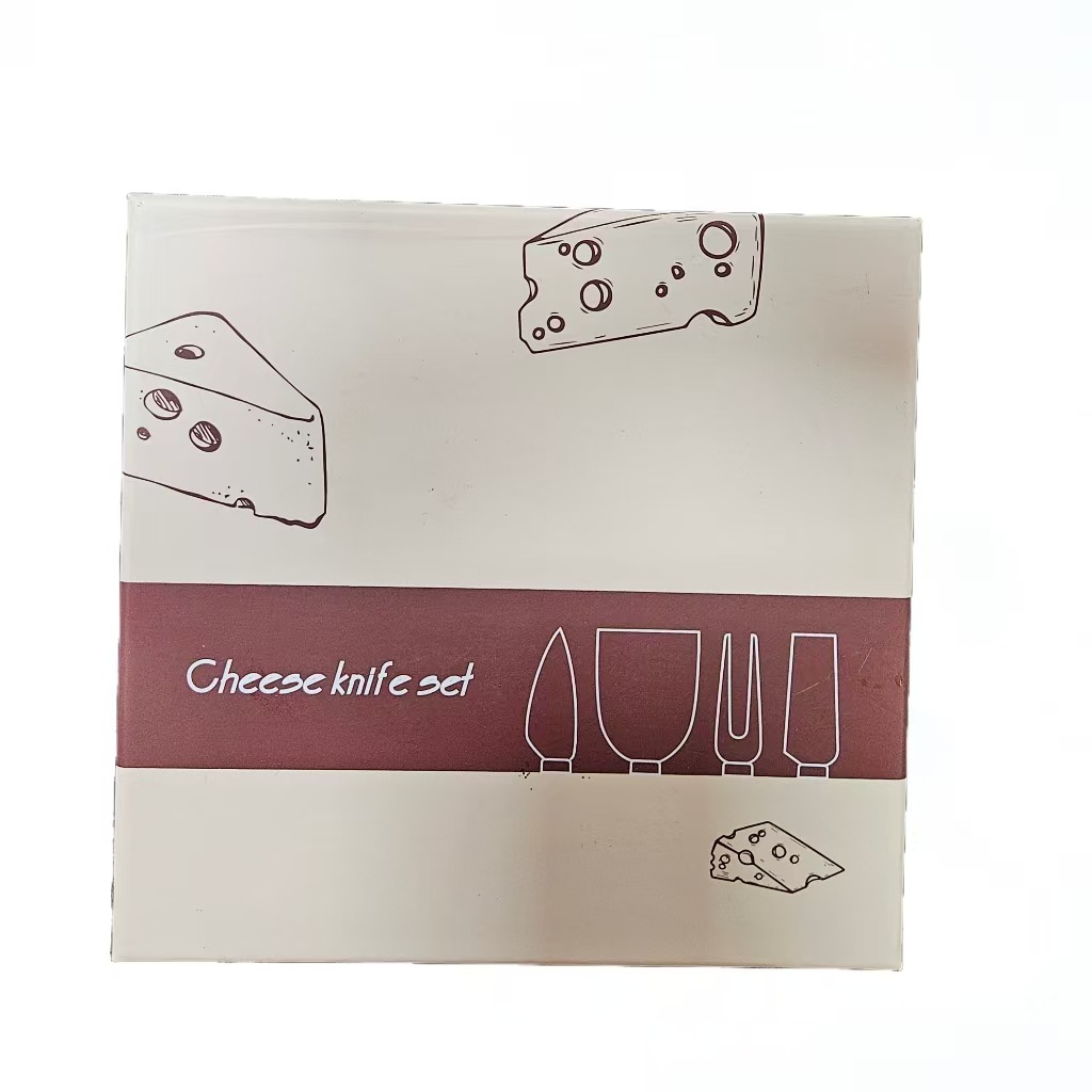The manufacturer supplies a stainless steel cheese knife box set of 4 pieces, a cheese tool set for kitchen assistants Item Picture