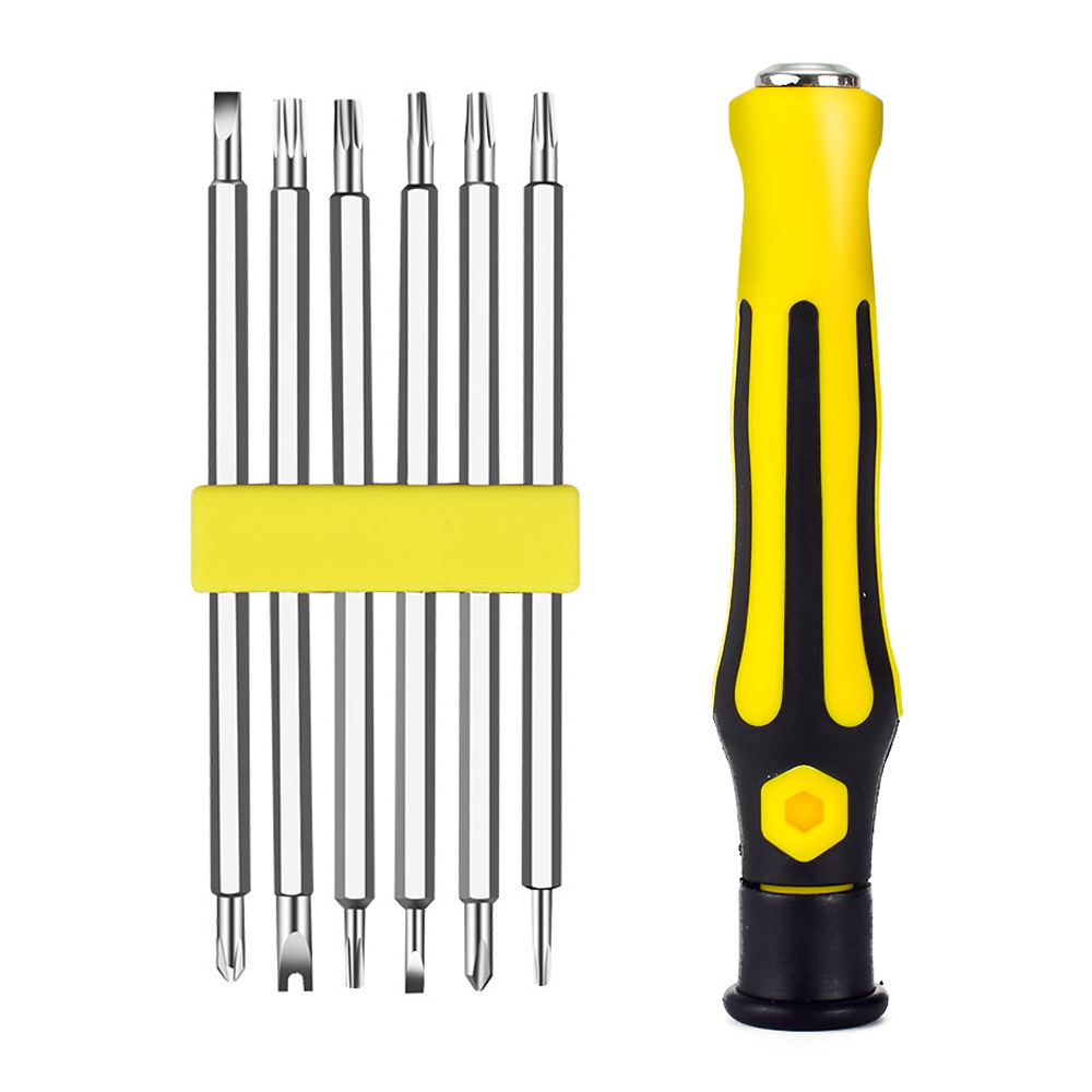 Cross-shaped, plum blossom-shaped, Y-shaped and U-shaped mobile phone telecommunications repair 1 tool screwdriver 6-in-1 multi-purpose screwdriver set full figure