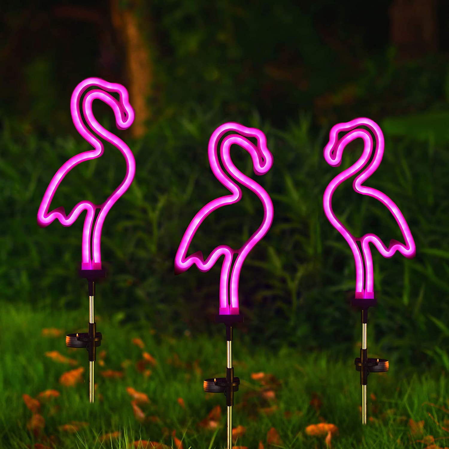 Outdoor waterproof modern solar lamps, courtyard flamingos, neon lights, garden landscape, garden villas, lawn lamps details Picture