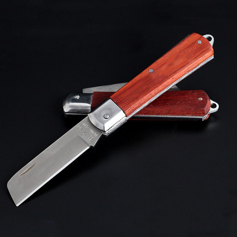 Wooden-handled electrician knife, cable knife, multi-purpose maintenance knife, special steel, sharp and durable, peeling and cutting knife, peeling knife full figure
