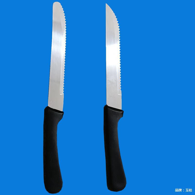 Factory direct sales of steak knives, pointed steak knives, round table knives, black plastic-handled multi-purpose knives, and kitchen knife covers details Picture