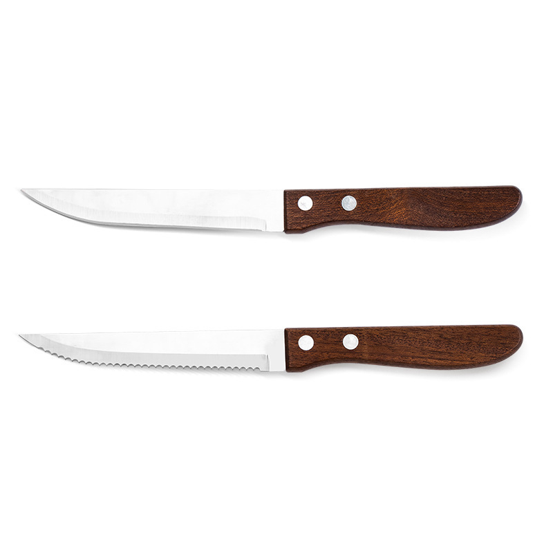 Trade export of 6-piece sets of stainless steel household serrated knives with wooden handles, sharp steak knives and fruit knives for Western cuisine Item Picture
