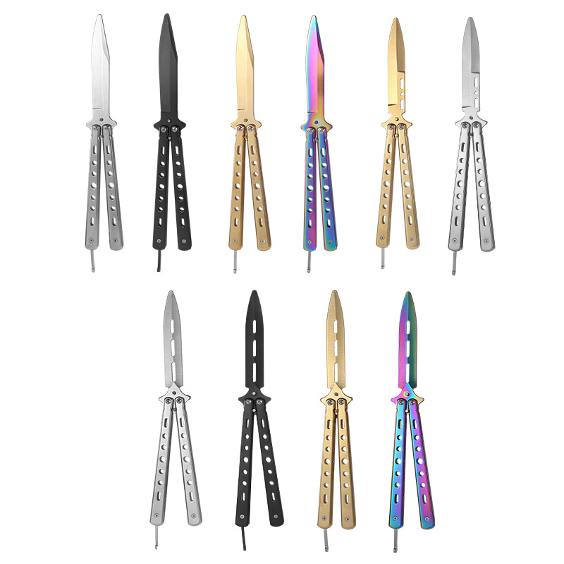 【 Large Quantity at Low Price 】 Butterfly knife, butterfly comb practice knife, folding swing knife, hand training device, all-steel ornamental knife Item Picture