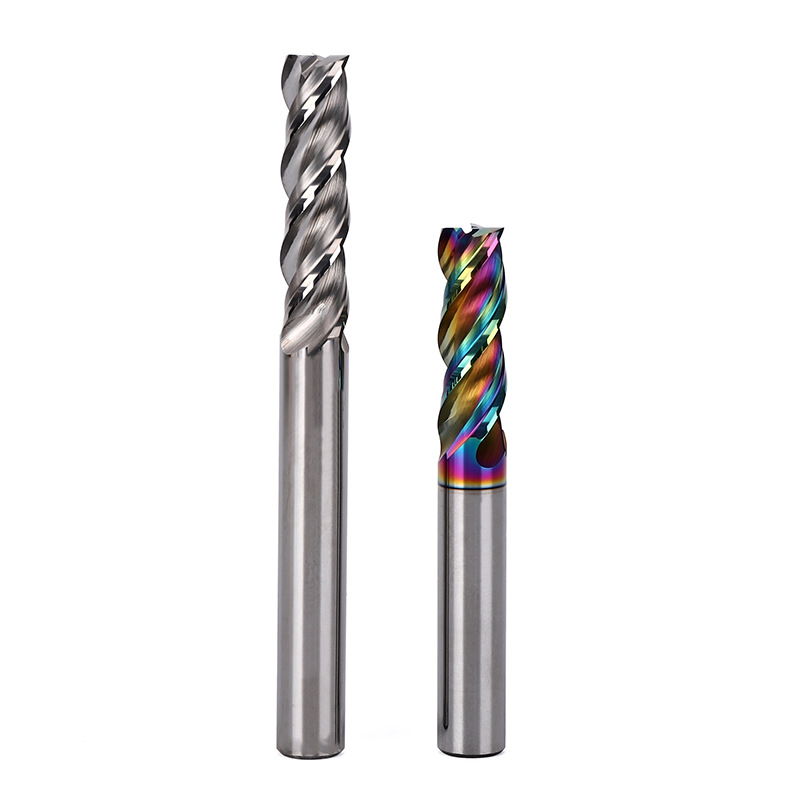 Factory direct sales of 58-degree aluminum 3-edge short-edge U-shaped slot milling cutters, DLC-coated extended high-efficiency seven-color aluminum milling cutters Item Picture
