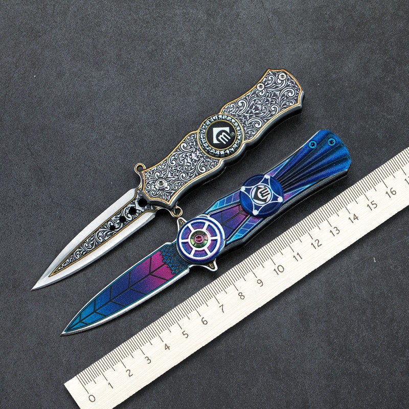 Fidget spinner knife, EDC multi-functional folding knife, outdoor camping survival pocket knife, high-hardness knife full figure