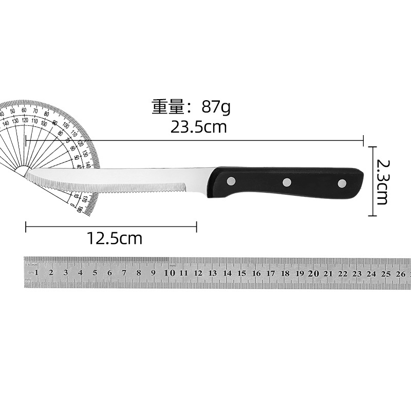 Stainless steel Western restaurant steak knife, POM handle small serrated knife, bread knife, fruit knife, household Specification drawing