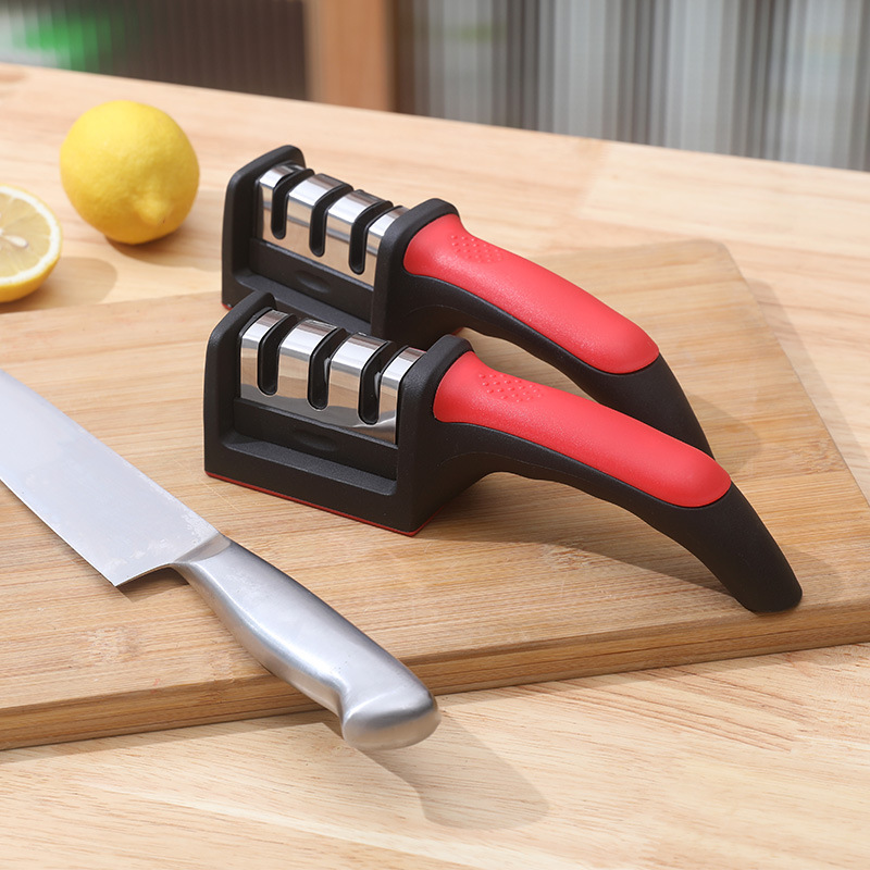 Kitchen whetstone, handheld whetstone, multi-functional fast three-stage whetstone, sharpener, street stall whetstone wholesale details Picture