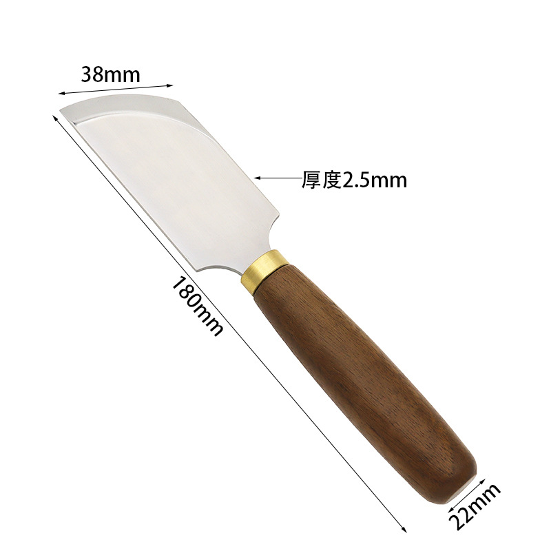 Leather thinning knife D2 made of steel, sharp and durable, with a round, flat and beveled edge. It is a diy handcrafted leather cutting tool undefined