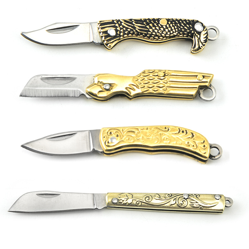 Factory direct sales of stainless steel portable handcrafted brass mini pocket knives, keychains, folding knives and portable knives Item Picture