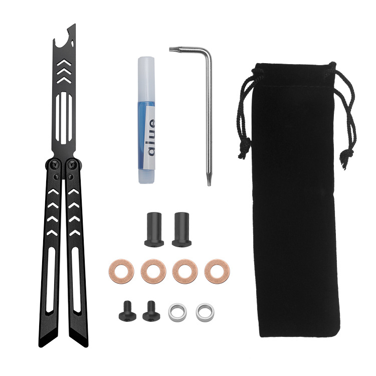 The new giant shark butterfly knife is an unsharpened 6-series aluminum handle training knife with CNC craftsmanship and fancy design. It features a high level of appearance and folding and swinging undefined
