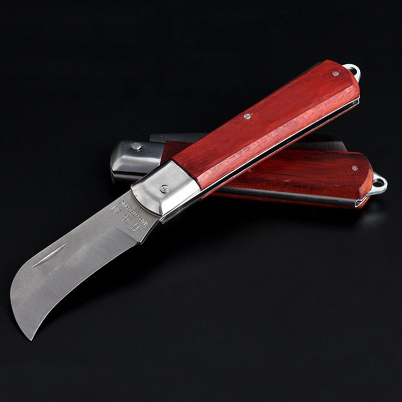 Wooden-handled electrician knife, cable knife, multi-purpose maintenance knife, special steel, sharp and durable, peeling and cutting knife, peeling knife undefined