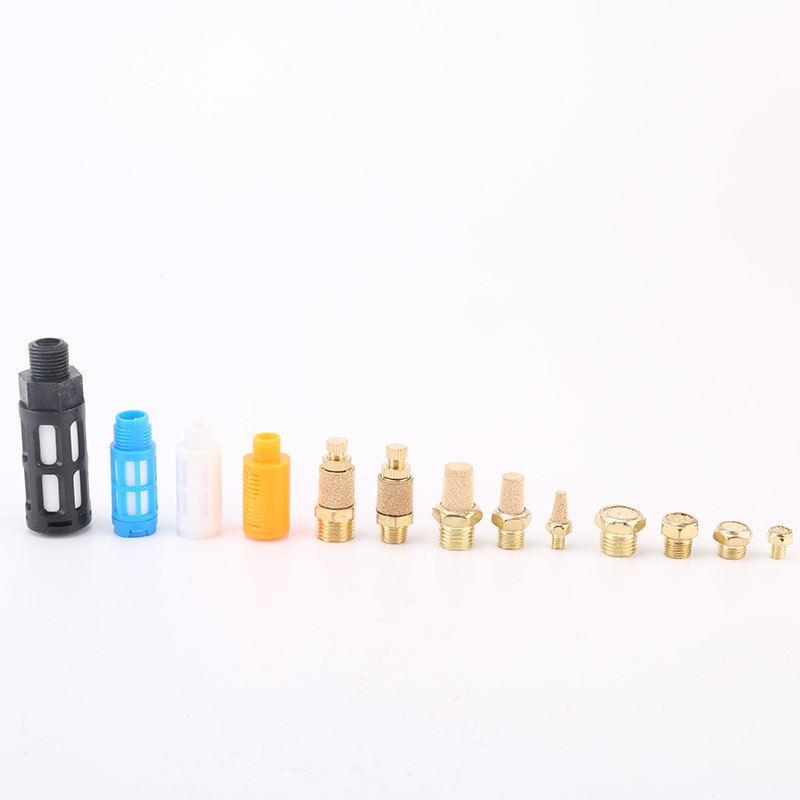 Pneumatic solenoid valve copper muffler flat head/throttling/long head BSL-01/02/03/04/06 plastic muffler Specification drawing
