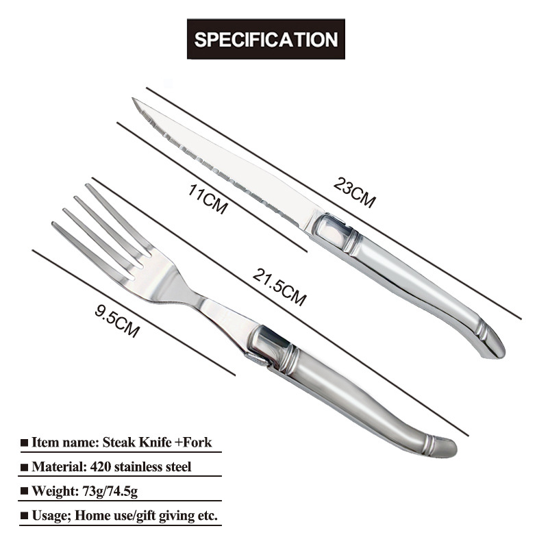 Factory direct sales of high-quality steak knife and fork sets, stainless steel Western-style knives and tableware, stainless steel handles, steak knives and forks Item Picture