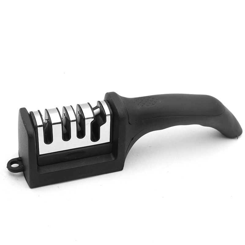 Cross-border household black three-segment and four-segment knife sharpener, integrated rapid knife sharpening and cutting diamond pipe knife sharpener Item Picture