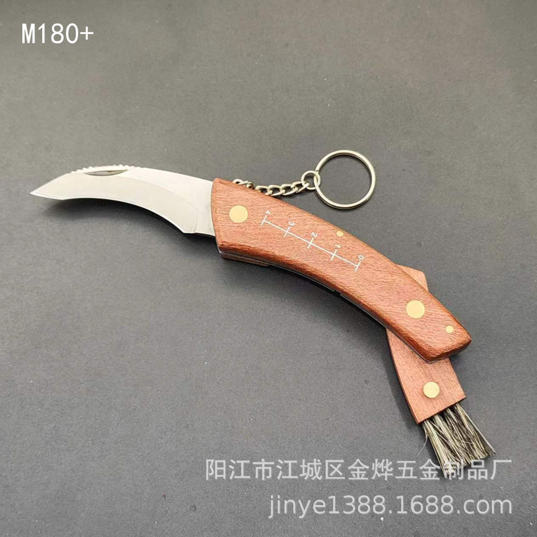 Rosewood mushroom knife, multi-functional outdoor knife, camping knife, brush, wilderness survival folding knife, folding knife undefined