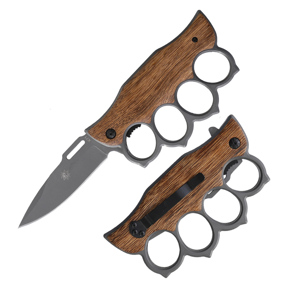 Yangjiang direct sales outdoor high-hardness folding boxing gloves knives, sharp camping fruit knives, car-mounted window-breaking survival knives undefined