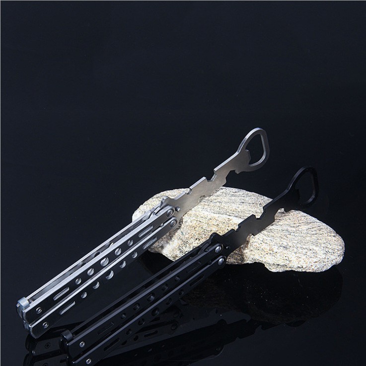 Butterfly knife beginner practice tool knife Butterfly bottle opener swing knife C-31 swing knife multi-functional screwdriver practice Specification drawing
